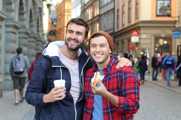 Gay couple enjoying tourism around Europe