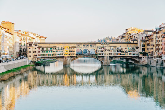 View of the Old Bridge in Florence in winter