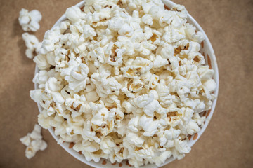 Overhead shot of freshly made popcorn