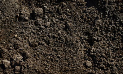 Closeup Black color soil texture