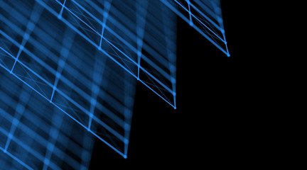 Abstract modern blue geometry surfaces, lines and points background, Used as digital wallpaper and technology background. 3d rendering
