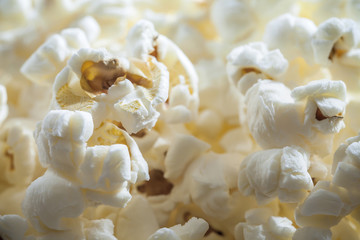 Closeup view on freshly made popcorn