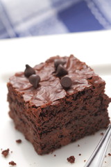 Fototapeta na wymiar Homemade chocolate brownies served on a plate