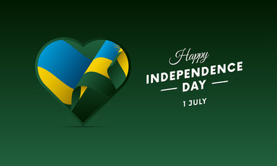 Banner or poster of Rwanda independence day celebration. Waving flag. Vector illustration.