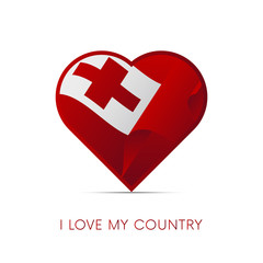 Fototapeta premium Tonga flag in heart. I love my country. sign. Vector illustration.