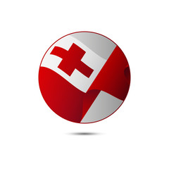 Fototapeta premium Tonga flag button with shadow on a white background. Vector illustration.