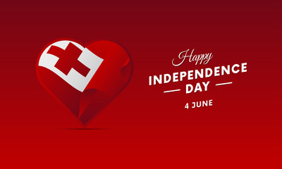 Banner or poster of Tonga independence day celebration. Waving flag. Vector illustration.