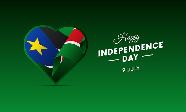 Banner or poster of South Sudan independence day celebration. Waving flag. Vector illustration.