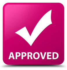 Approved (validate icon) pink square button