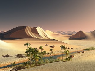 Fototapeta na wymiar Beautiful natural background -African oasis 3d rendering