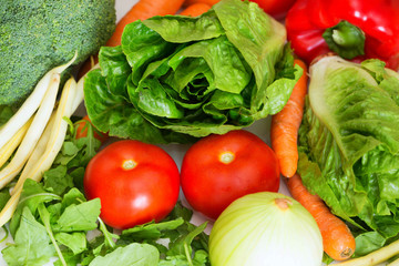 Various types of fresh vegetables that are exellent for vegetarian meals as well as ingredients healthy of dishes