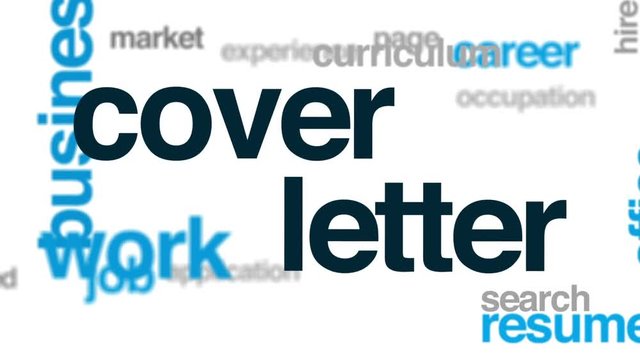 Cover letter animated word cloud, text design animation.