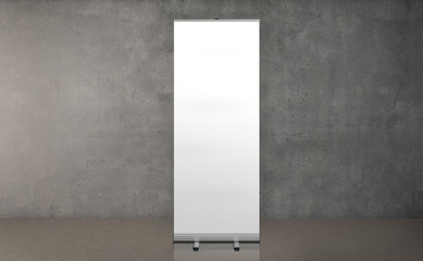 Roll up banner stand. Blank template mockup. Exhibition stand roll-up banner, isolated screen for you design.