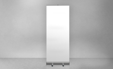 Roll up banner stand. Blank template mockup. Exhibition stand roll-up banner, isolated screen for you design.