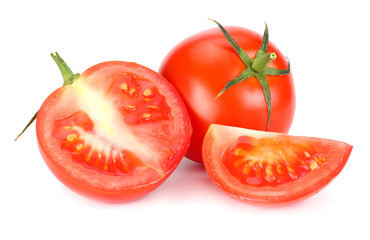 fresh tomato isolated on white background. close up