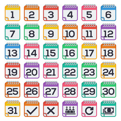 collection of day calendar icons a month