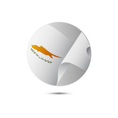 Cyprus flag button with shadow on a white background. Vector illustration.
