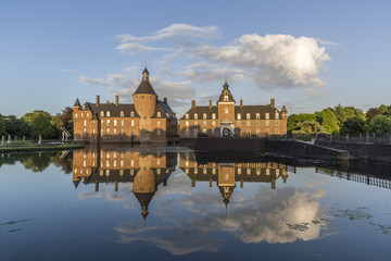 Beautiful reflection of Anholt castle in Isselburg, Germany