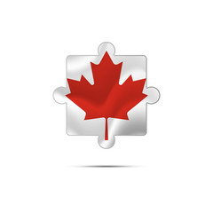 Isolated piece of puzzle with the Canada flag. Vector illustration.