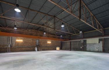 Hangar for storage. Industrial warehouse.