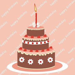 birthday cake, 95 years, vector icon