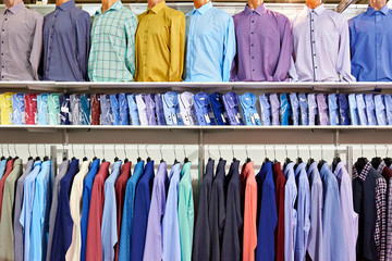 Men's shirts in clothing store