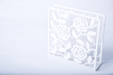 White napkin holder for restaurant on white background