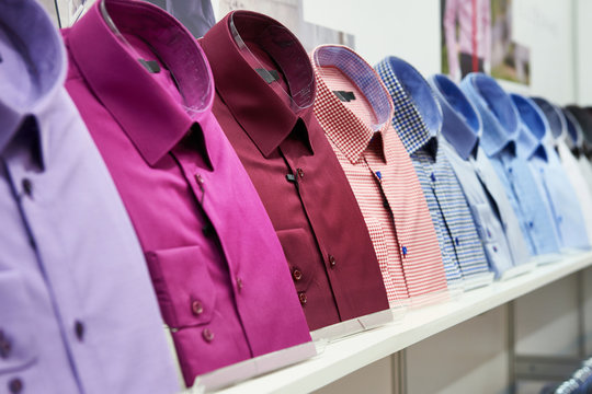 Men's shirts in clothing store