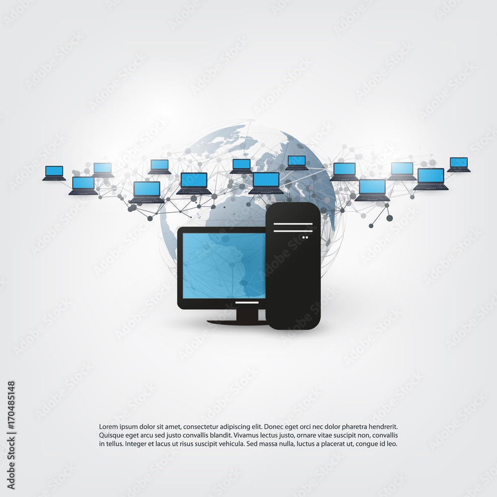 Poster networks - abstract cloud computing and global network connections concept design with earth globe a