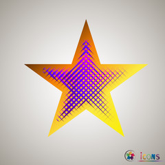 Clasic star Icon Vector. Isolated, object on white background, Yellow, lilac