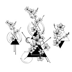 Cherry blossom floral tattoo