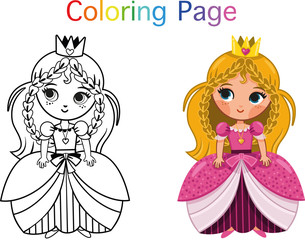 Princess Coloring Page (Vector illustration)
