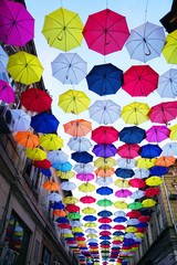 Fototapeta na wymiar Colorful umbrellas in the city ,colorful umbrellas background