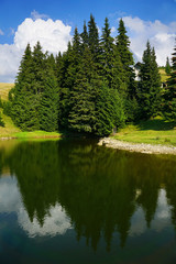 Fototapeta na wymiar Alpine landscape in the Carpathians, Romania, Europe
