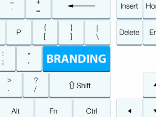 Branding cyan blue keyboard button