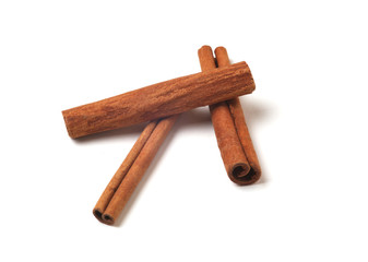 cinnamon sticks on white background