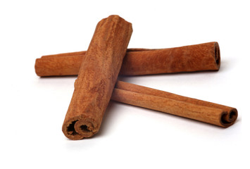 cinnamon sticks on white background