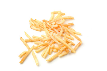 fried potato slices on white background