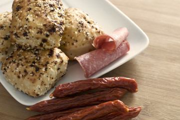 Foccacia Breads with Sausages and Salami