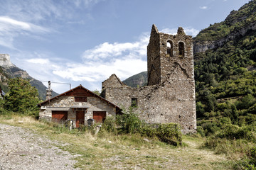 Fototapeta na wymiar Old Trinidad Church of Canfranc Huesca Spain