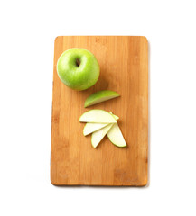 sliced green apple on a white background