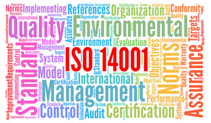 ISO 14001 certification word cloud concept 