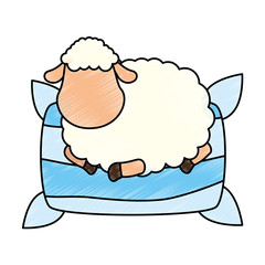 Sheep sleeping on pillow vector illustration design