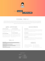 Creative cv template with paper stripes.