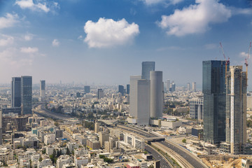 Naklejka na ściany i meble Tel Aviv Skyline at Sunny Summer Day