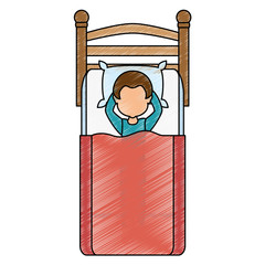 man sleeping on the bed vector illustration design