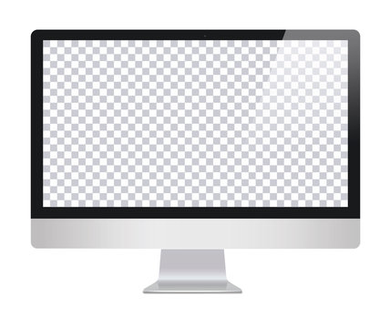 Monitor in imac style with blank screen, isolated on white background. Monitor with transparent monitor, screen. Monitor with blank screen isolated . Computer screen - vector illustration.Imac copy 

