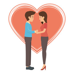 cute couple in love with heart vector illustration design