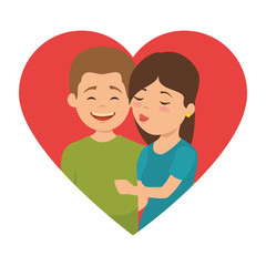 Obraz na płótnie Canvas cute couple in love with heart vector illustration design