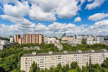 Fototapeta premium Moscow district Belyaevo. summer aerial view